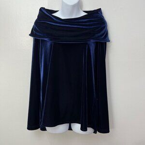 Sno Skins Womens Medium‎ Blue Velvet Off-Shoulder Long-Sleeve Top